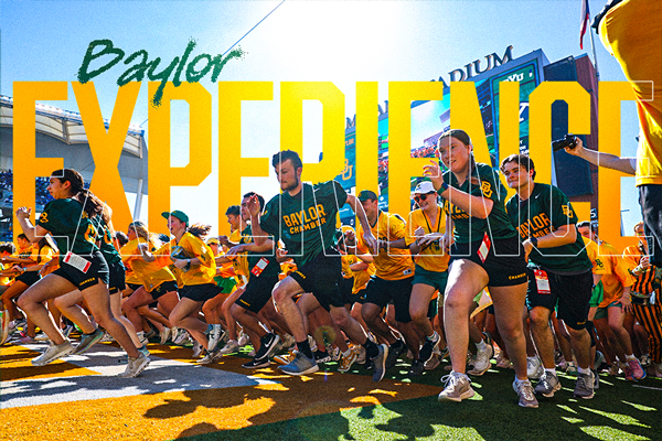 Baylor Traditions – Students running the Baylor Line on a bright sunnyt day
